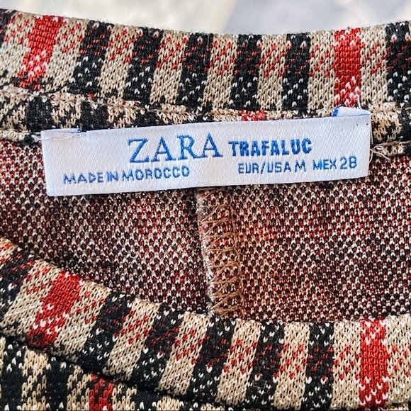 ZARA plaid shirt mini dress gold big buttons front check 50s 60s houndstooth - Picture 4 of 6